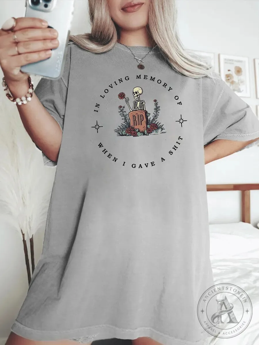 In Loving Memory Of When I Gave A Shit Skeleton Tombstone T-Shirt