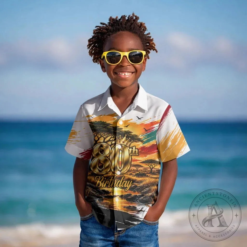 Personalized 80th Birthday African Safari Sunset Hawaiian Shirt