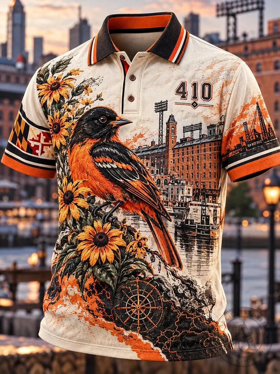 Baltimore Orioles Baseball Team Cityscape Design Men's Polo Shirt