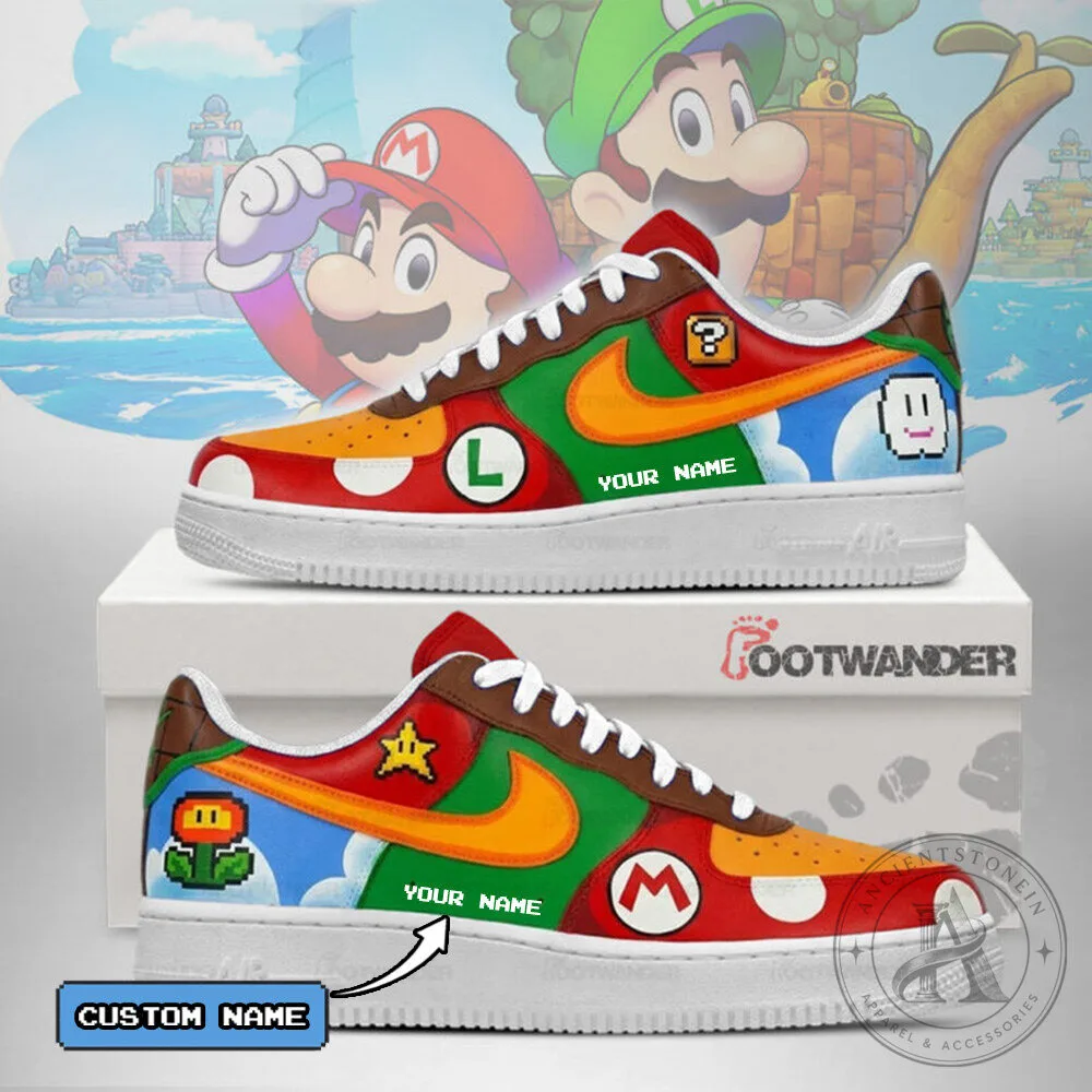 Super Mario Brothers Custom Name Air Force 1 Style Shoes